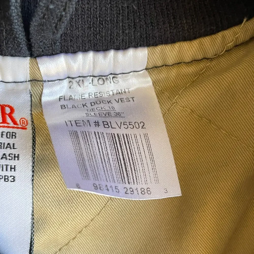 Rasco FR BLV5502 Flame Resistant Duck Vest Black 2XL Long CAT2 FR